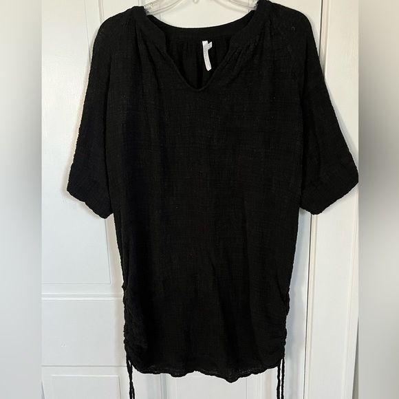 SEAFOLLY Australia Bali Hai Textured Black Gauze Beach Cover Up Dress Large - Picture 5 of 14